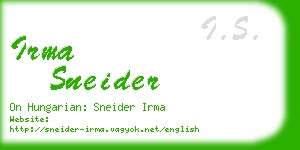 irma sneider business card